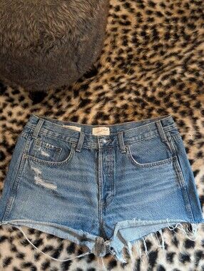 Universal Thread Vintage-Inspired Distressed Blue Denim Shorts- 14
